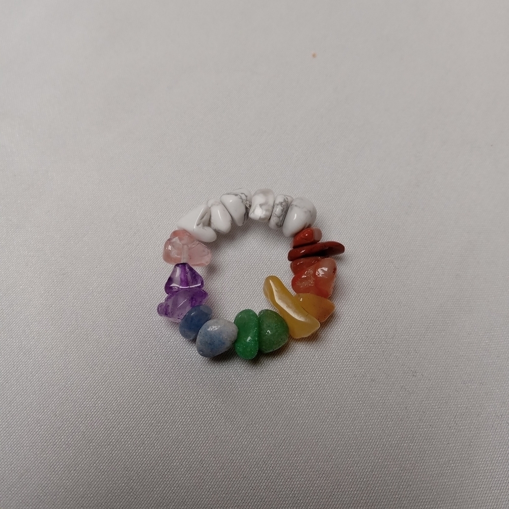 5/$25 Multicolor Gemstone Beaded Ring Size 8